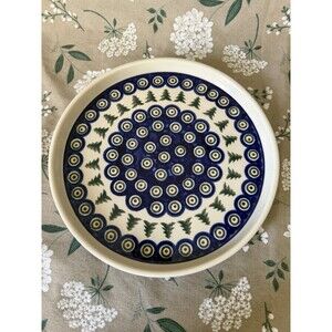 Polish Pottery Dinner Plate 10.75" Peacock Pine Boleslawiec Stoneware Handmade
